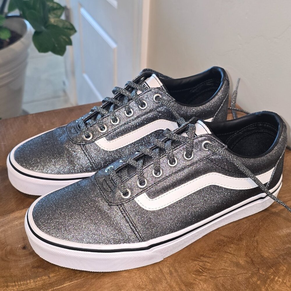 VANS Silver Lurex Glitter Old Skool Skate Shoe - Picture 14 of 16